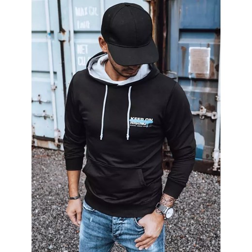 Bluza męska z nadrukiem czarna Dstreet BX5382 ze sklepu DSTREET.PL w kategorii Bluzy męskie - zdjęcie 176335385