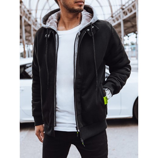 Rozpinana bluza męska ocieplana  czarna Dstreet BX5609 ze sklepu DSTREET.PL w kategorii Bluzy męskie - zdjęcie 176335755