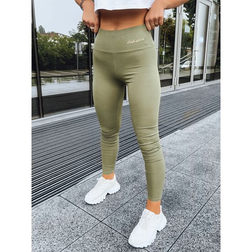 Prążkowane legginsy damskie LOOK AT ME zielone Dstreet UY1572 ze sklepu DSTREET.PL w kategorii Spodnie damskie - zdjęcie 176335795