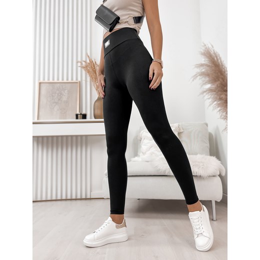 legginsy prążkowane priver czarne ze sklepu UBRA w kategorii Spodnie damskie - zdjęcie 176338247