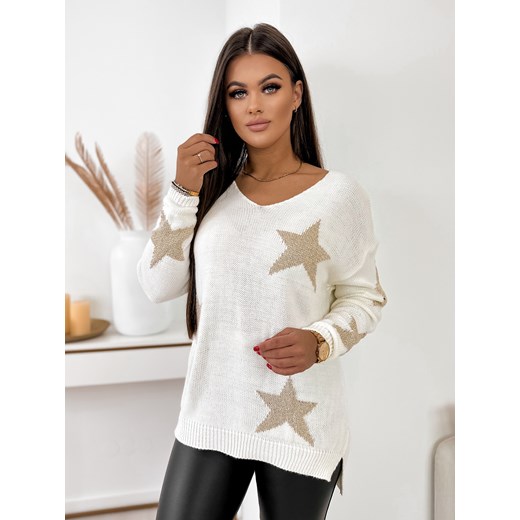 sweter larto ecru one size ze sklepu UBRA w kategorii Swetry damskie - zdjęcie 176342866