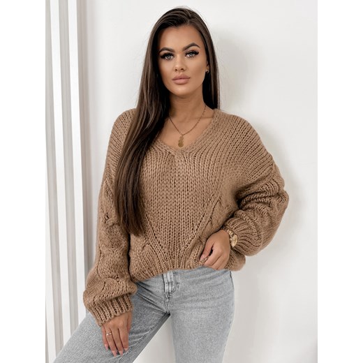 sweter charles brązowy one size ze sklepu UBRA w kategorii Swetry damskie - zdjęcie 176343095