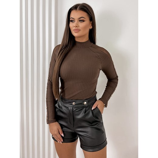 bluzka livia brązowa one size ze sklepu UBRA w kategorii Bluzki damskie - zdjęcie 176343878