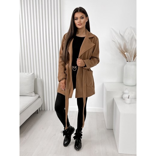 płaszcz glame karmelowy m/38 ze sklepu UBRA w kategorii Płaszcze damskie - zdjęcie 176344249