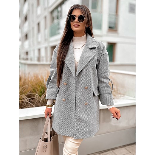 płaszcz dafna szary one size ze sklepu UBRA w kategorii Płaszcze damskie - zdjęcie 176352628