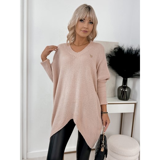 sweter lunes pudrowy róż one size ze sklepu UBRA w kategorii Swetry damskie - zdjęcie 176352648