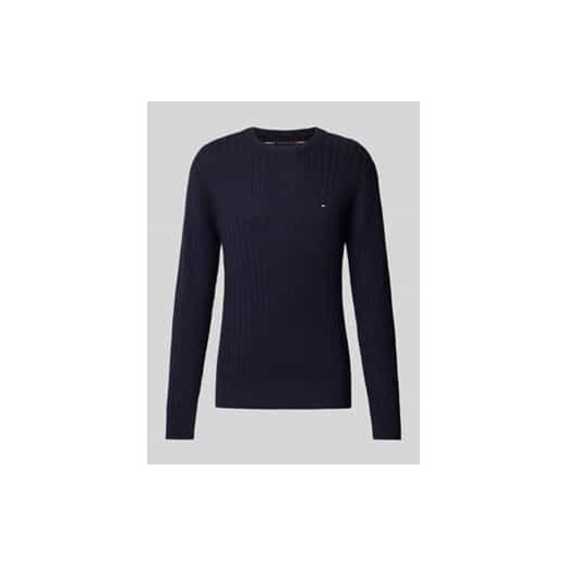 Sweter o kroju slim fit z dzianiny o fakturze jodełki ze sklepu Peek&Cloppenburg  w kategorii Swetry męskie - zdjęcie 176354898