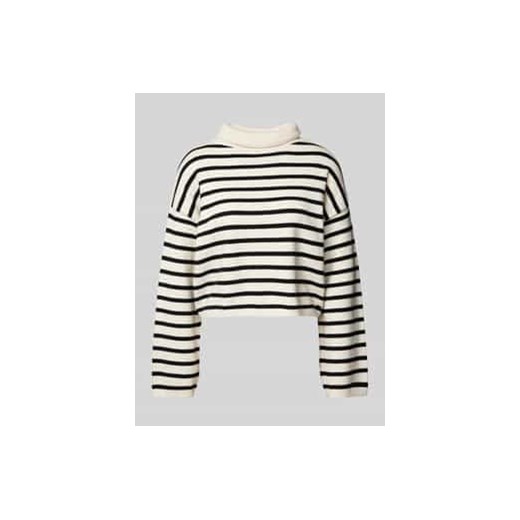 Sweter krótki z dzianiny z mieszanki wiskozy z prążkowanymi wykończeniami ze sklepu Peek&Cloppenburg  w kategorii Swetry damskie - zdjęcie 176354938