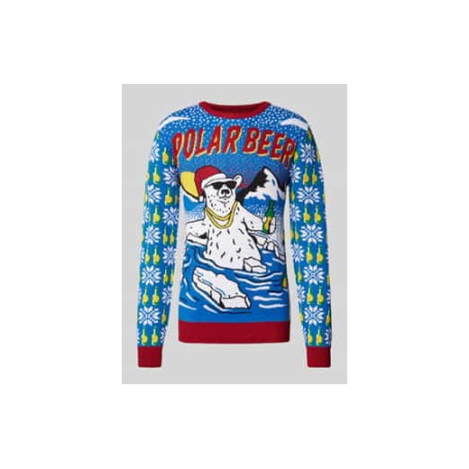 Sweter świąteczny z wyhaftowanym logo ze sklepu Peek&Cloppenburg  w kategorii Swetry męskie - zdjęcie 176355216