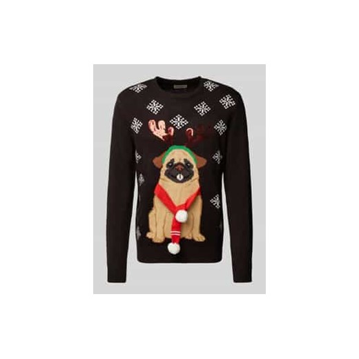 Sweter świąteczny z okrągłym dekoltem ze sklepu Peek&Cloppenburg  w kategorii Swetry męskie - zdjęcie 176355299