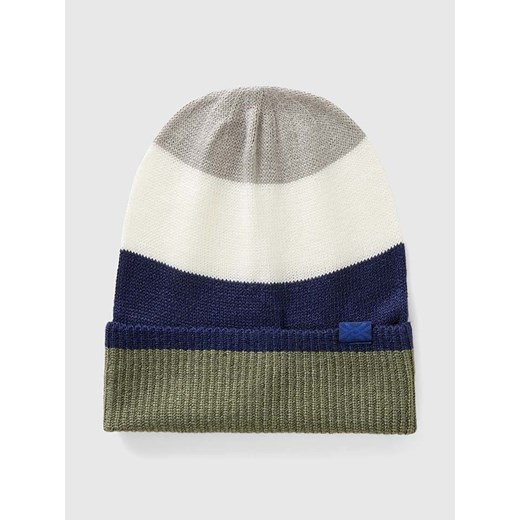 Benetton Czapka beanie w kolorze granatowo-oliwkowo-kremowym ze sklepu Limango Polska w kategorii Czapki dziecięce - zdjęcie 176356799