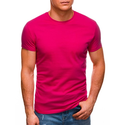 T-shirt męski basic 970S - ciemnoróżowy ze sklepu Edoti w kategorii T-shirty męskie - zdjęcie 176357387