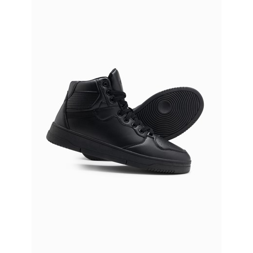 Męskie buty sneakersy z wysoką cholewką – czarne V6 OM-FOSH-0139 ze sklepu ombre w kategorii Buty sportowe męskie - zdjęcie 176358248