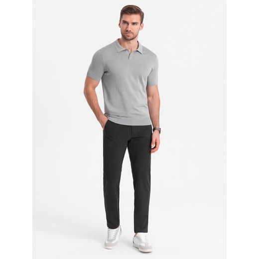 Eleganckie męskie spodnie chino SLIM FIT - grafitowe V2 OM-PACP-0191 ze sklepu ombre w kategorii Spodnie męskie - zdjęcie 176358316