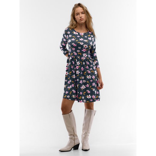 Sukienka Gate z okrągłym dekoltem w kwiaty mini 