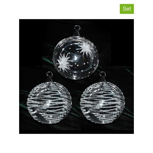 Krebs Glas Lauscha Bombki (3 szt.) w kolorze srebrnym - Ø 8 cm ze sklepu Limango Polska w kategorii Dekoracje bożonarodzeniowe - zdjęcie 176360269