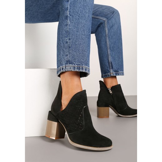 Czarne Botki Myrine ze sklepu born2be.pl w kategorii Botki - zdjęcie 176361016