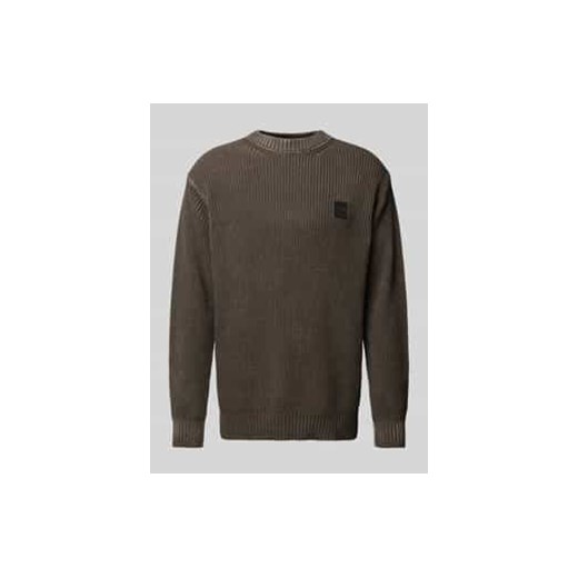 Sweter z dzianiny z naszywką z logo model ‘Lester’ ze sklepu Peek&Cloppenburg  w kategorii Swetry męskie - zdjęcie 176362086