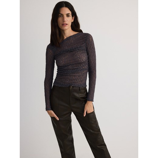 Reserved - Spodnie z imitacji skóry - ciemnobrązowy Reserved XS Reserved