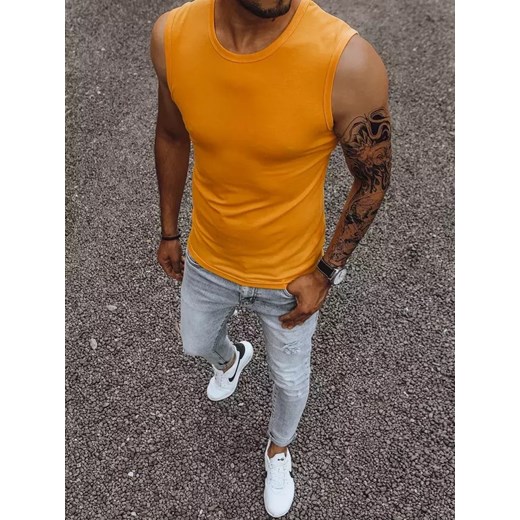 Koszulka bez rękawów męska bez nadruku pomarańczowa Dstreet RX4915 ze sklepu DSTREET.PL w kategorii T-shirty męskie - zdjęcie 176363456