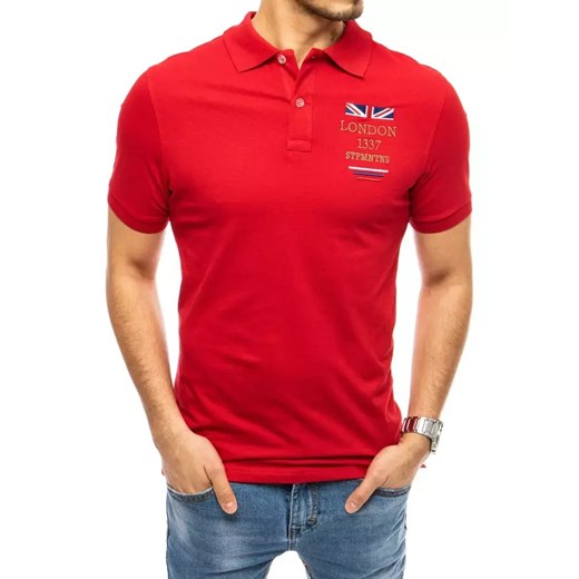 Koszulka polo z haftem czerwona Dstreet PX0432 ze sklepu DSTREET.PL w kategorii T-shirty męskie - zdjęcie 176363555