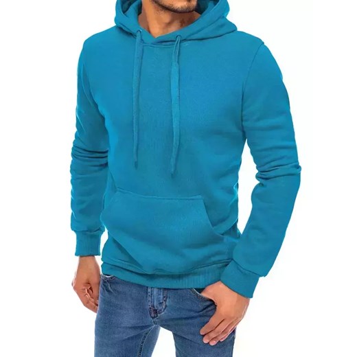 Bluza męska z kapturem jasnoniebieska Dstreet BX5108 ze sklepu DSTREET.PL w kategorii Bluzy męskie - zdjęcie 176363577
