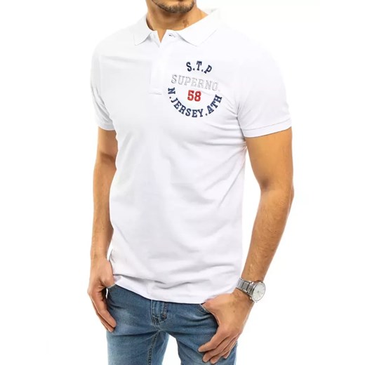 Koszulka polo męska biała Dstreet PX0419 ze sklepu DSTREET.PL w kategorii T-shirty męskie - zdjęcie 176363585