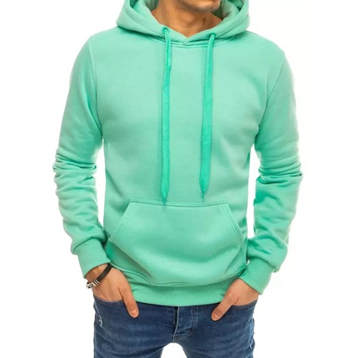 Bluza męska z kapturem miętowa Dstreet BX4946 ze sklepu DSTREET.PL w kategorii Bluzy męskie - zdjęcie 176363599