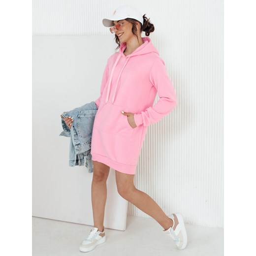 Bluza damska długa z kapturem oversize TIMMY różowa Dstreet EY1939 ze sklepu DSTREET.PL w kategorii Sukienki - zdjęcie 176363897