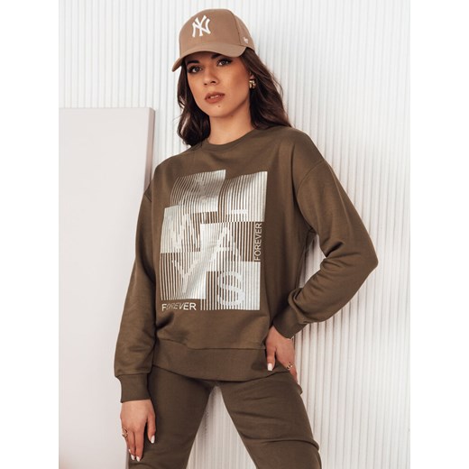 Bluza damska FEMMES brązowa Dstreet BY1282 ze sklepu DSTREET.PL w kategorii Bluzy damskie - zdjęcie 176363949
