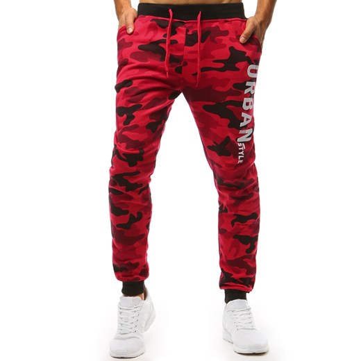 Spodnie dresowe męskie camo czerwone Dstreet UX3516 ze sklepu DSTREET.PL w kategorii Spodnie męskie - zdjęcie 176363966
