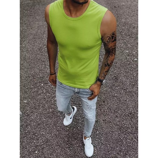 Koszulka bez rękawów męska bez nadruku jasnozielona Dstreet RX4917 ze sklepu DSTREET.PL w kategorii T-shirty męskie - zdjęcie 176364086