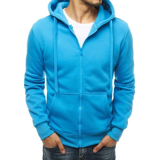 Bluza męska z kapturem jasnoniebieska Dstreet BX4689 ze sklepu DSTREET.PL w kategorii Bluzy męskie - zdjęcie 176364289