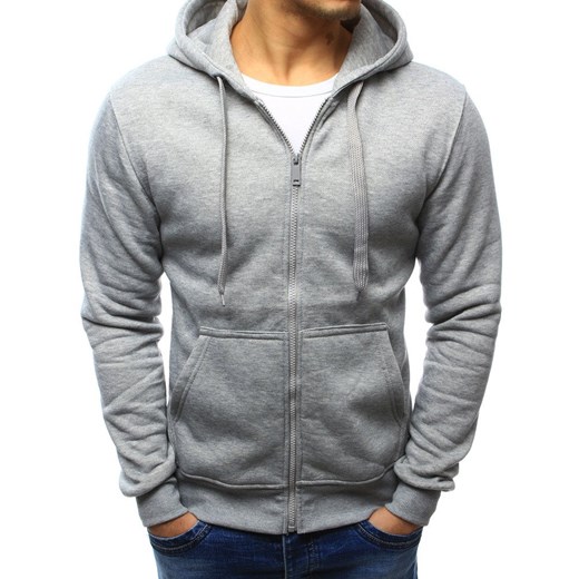 Bluza męska z kapturem rozpinana szara BX2412 ze sklepu DSTREET.PL w kategorii Bluzy męskie - zdjęcie 176364319