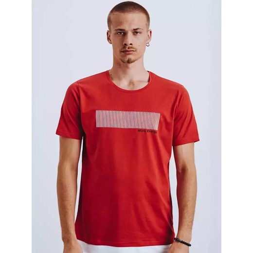 T-shirt męski z nadrukiem czerwony Dstreet RX4651 ze sklepu DSTREET.PL w kategorii T-shirty męskie - zdjęcie 176364479