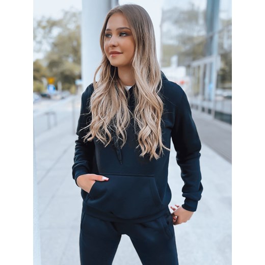 Bluza damska BASIC z kapturem granatowa BY0561 ze sklepu DSTREET.PL w kategorii Bluzy damskie - zdjęcie 176364557