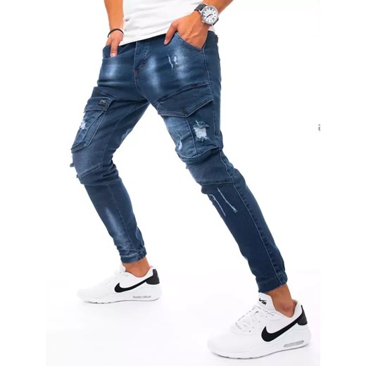 Spodnie męskie jeansowe typu bojówki niebieskie Dstreet UX3270 ze sklepu DSTREET.PL w kategorii Jeansy męskie - zdjęcie 176364565