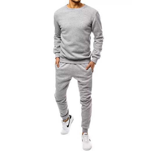 Dres męski jasnoszary Dstreet AX0378 ze sklepu DSTREET.PL w kategorii Dresy męskie - zdjęcie 176364645