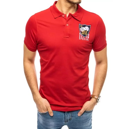 Koszulka polo z haftem czerwona Dstreet PX0390 ze sklepu DSTREET.PL w kategorii T-shirty męskie - zdjęcie 176364669