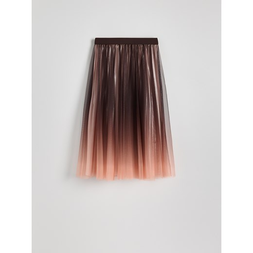 Reserved - Tiulowa spódnica midi - bordowy Reserved M Reserved