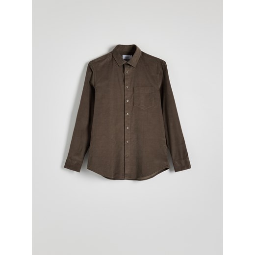 Reserved - Bawełniana koszula slim fit - brązowy Reserved L Reserved