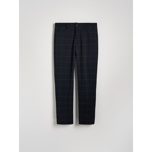 Reserved - Spodnie chino slim fit w kratę - granatowy Reserved 36 Reserved