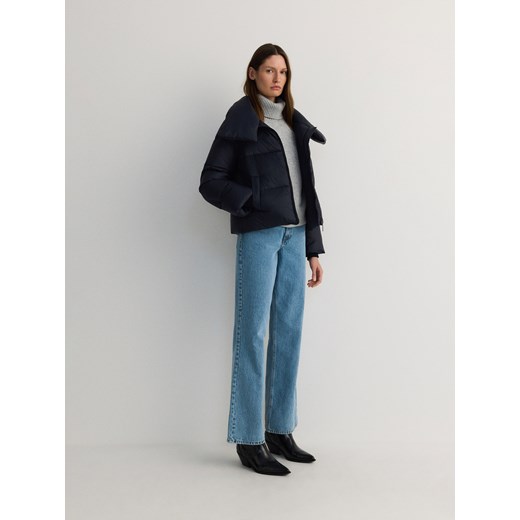 Reserved - Pikowana kurtka z wysokim kołnierzem - ciemnoszary Reserved S Reserved