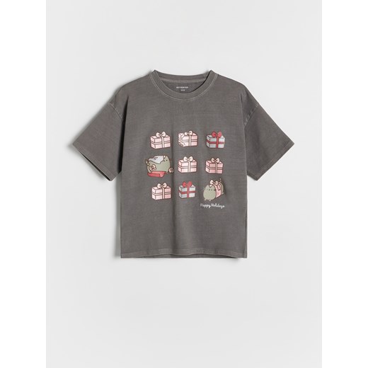 Reserved - Świąteczny t-shirt Pusheen - ciemnoszary Reserved 140 (9 lat) Reserved