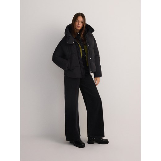 Reserved - Pikowana kurtka z kapturem - czarny Reserved XL Reserved