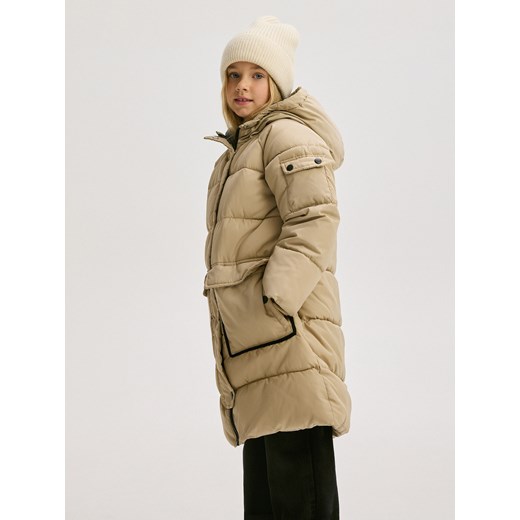 Reserved - Wodoodporny płaszcz z kapturem - beżowy Reserved 146 (10 lat) Reserved