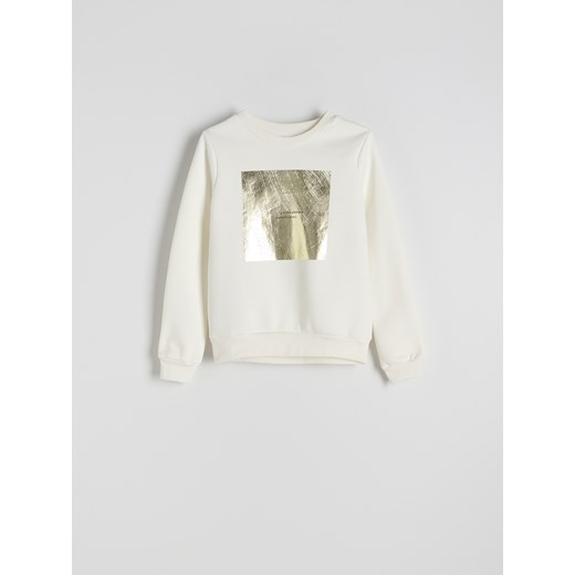 Reserved - Bawełniana bluza z nadrukiem - złamana biel Reserved XS Reserved