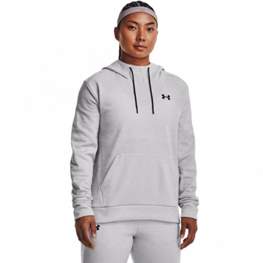 Damska bluza treningowa nierozpinana z kapturem Under Armour Fleece LC Hoodie - szara ze sklepu Sportstylestory.com w kategorii Bluzy damskie - zdjęcie 176369729