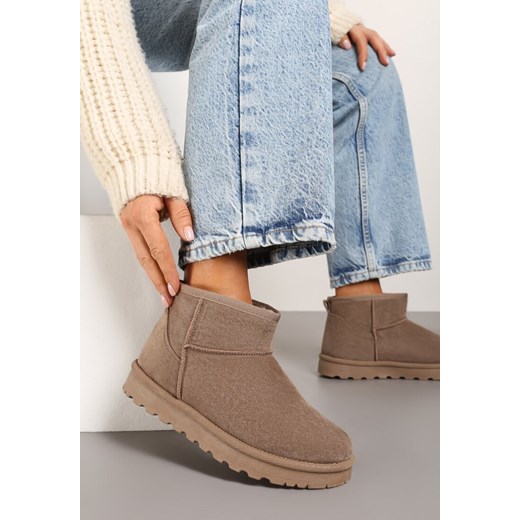 Ciemnobeżowe Płaskie Klasyczne Śniegowce z Ociepleniem Emiriellea ze sklepu born2be.pl w kategorii Śniegowce damskie - zdjęcie 176371565