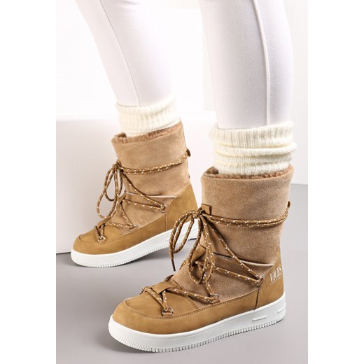 Beżowe Śniegowce Moonlight Dance ze sklepu born2be.pl w kategorii Śniegowce damskie - zdjęcie 176387338